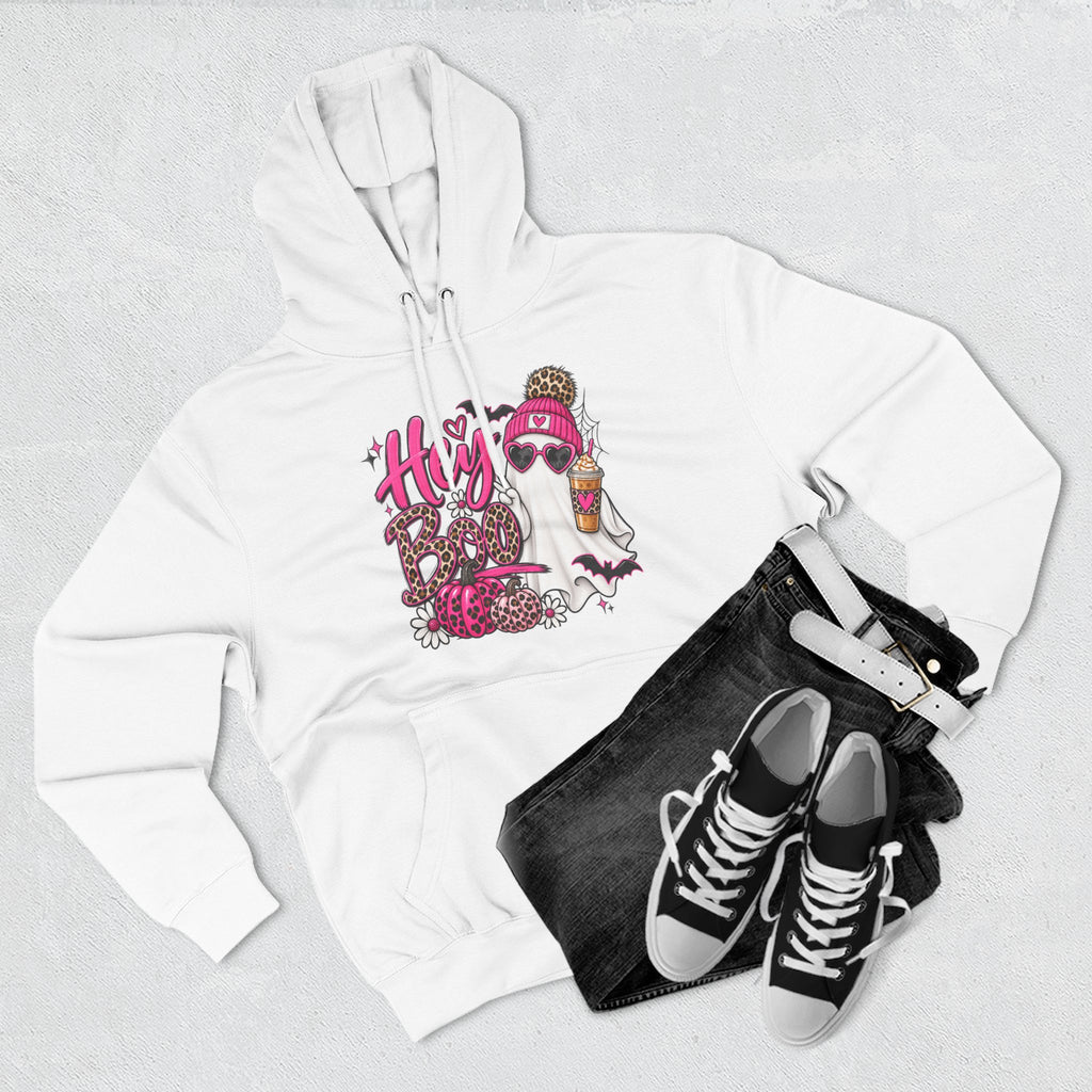 Hey Boo Ghost Hoodie — Cute Spooky Halloween Fleece Pullover