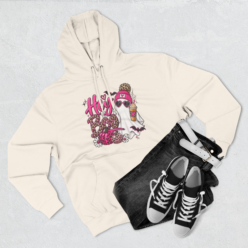 Hey Boo Ghost Hoodie — Cute Spooky Halloween Fleece Pullover