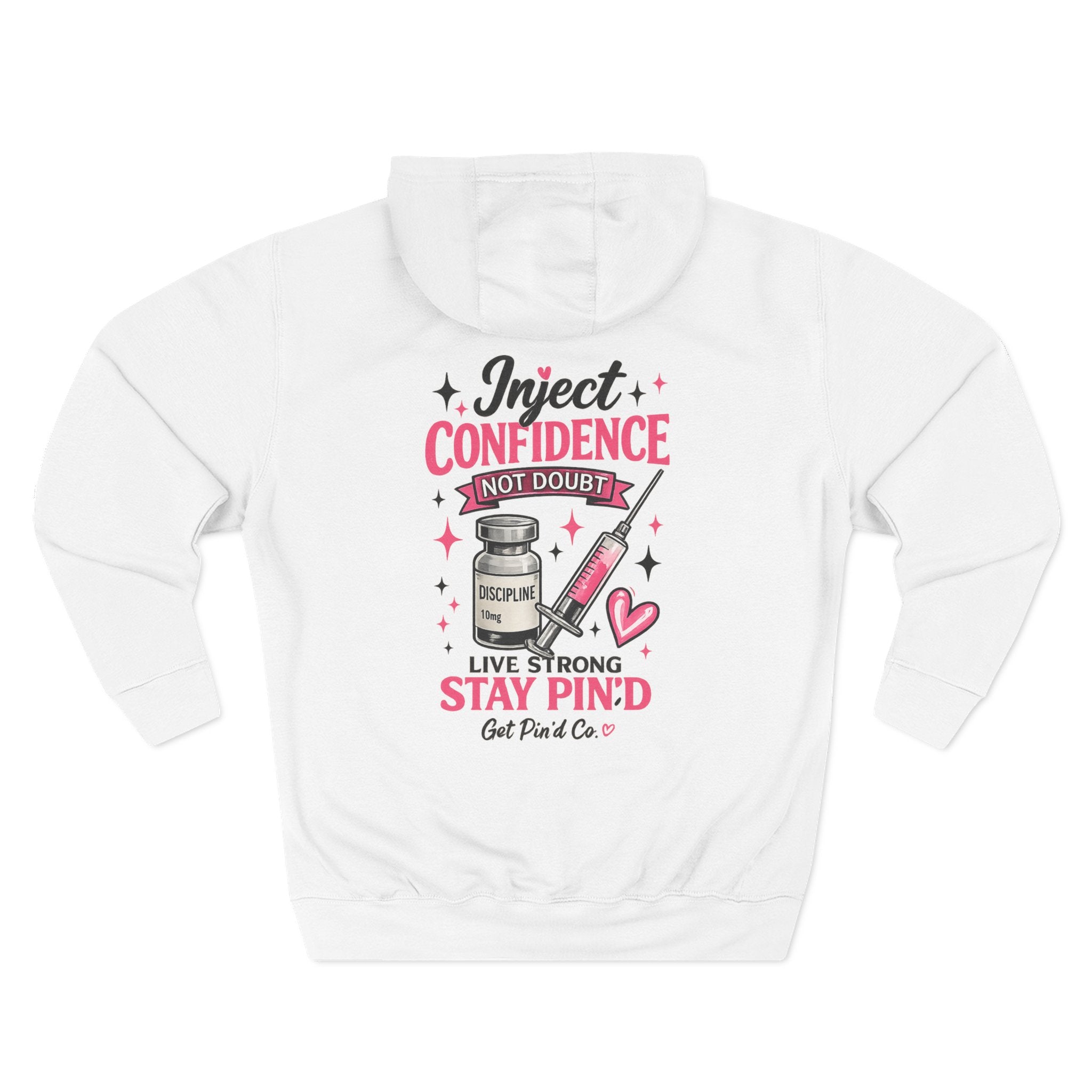 Inject Confidence Hoodie | Peptide Inspired Graphic Hoodie | Women's Heavy Blend Hoodie | Get Pin'd Co.