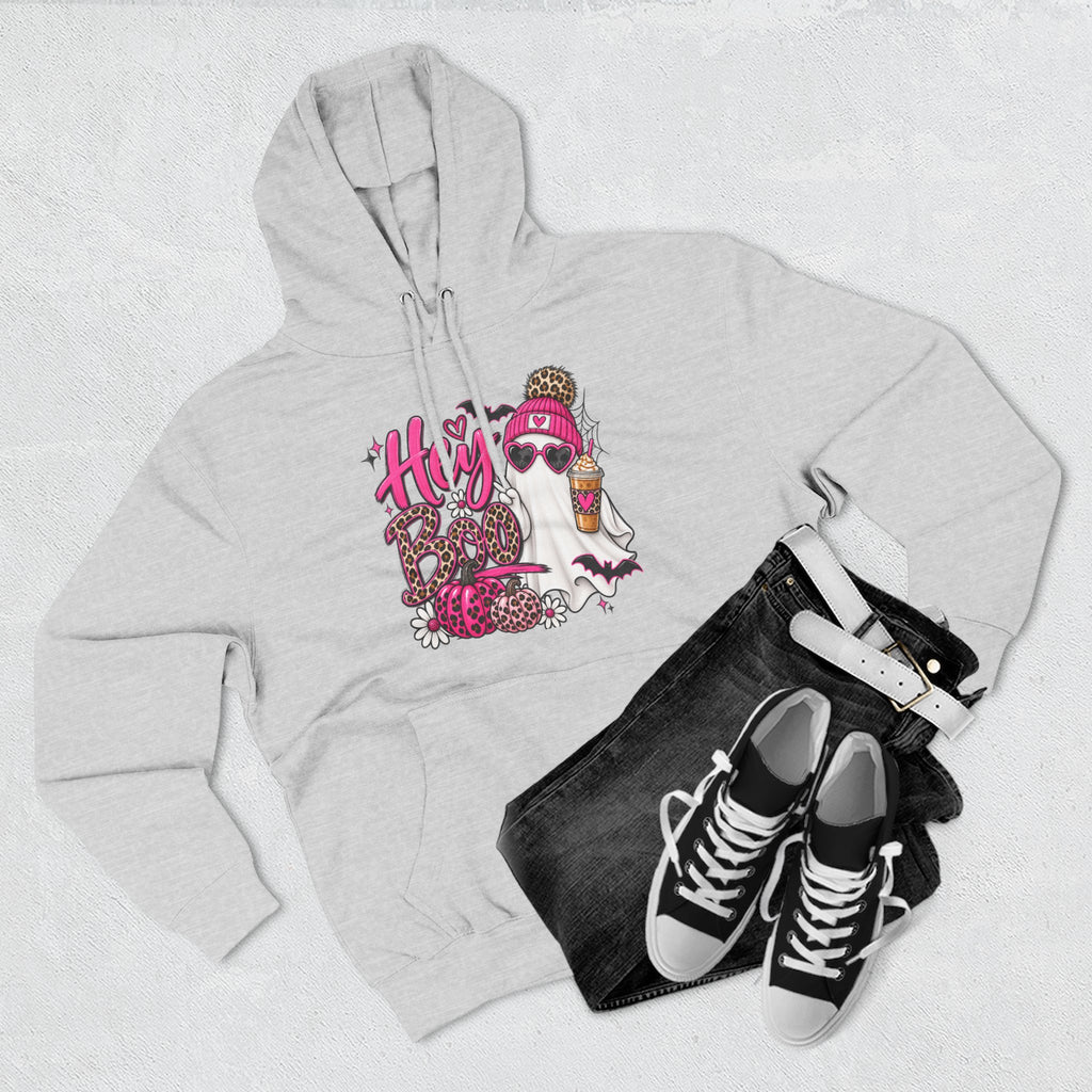 Hey Boo Ghost Hoodie — Cute Spooky Halloween Fleece Pullover