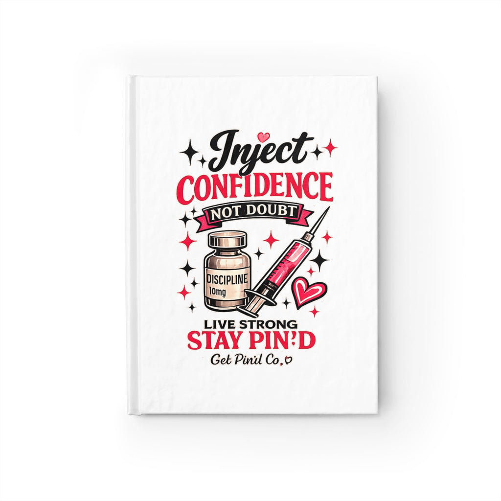 Inject Confidence Hardcover Journal | Wellness Motivation Notebook | Goal Planner | Get Pin'd Co.