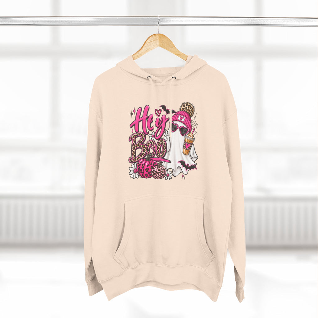 Hey Boo Ghost Hoodie — Cute Spooky Halloween Fleece Pullover