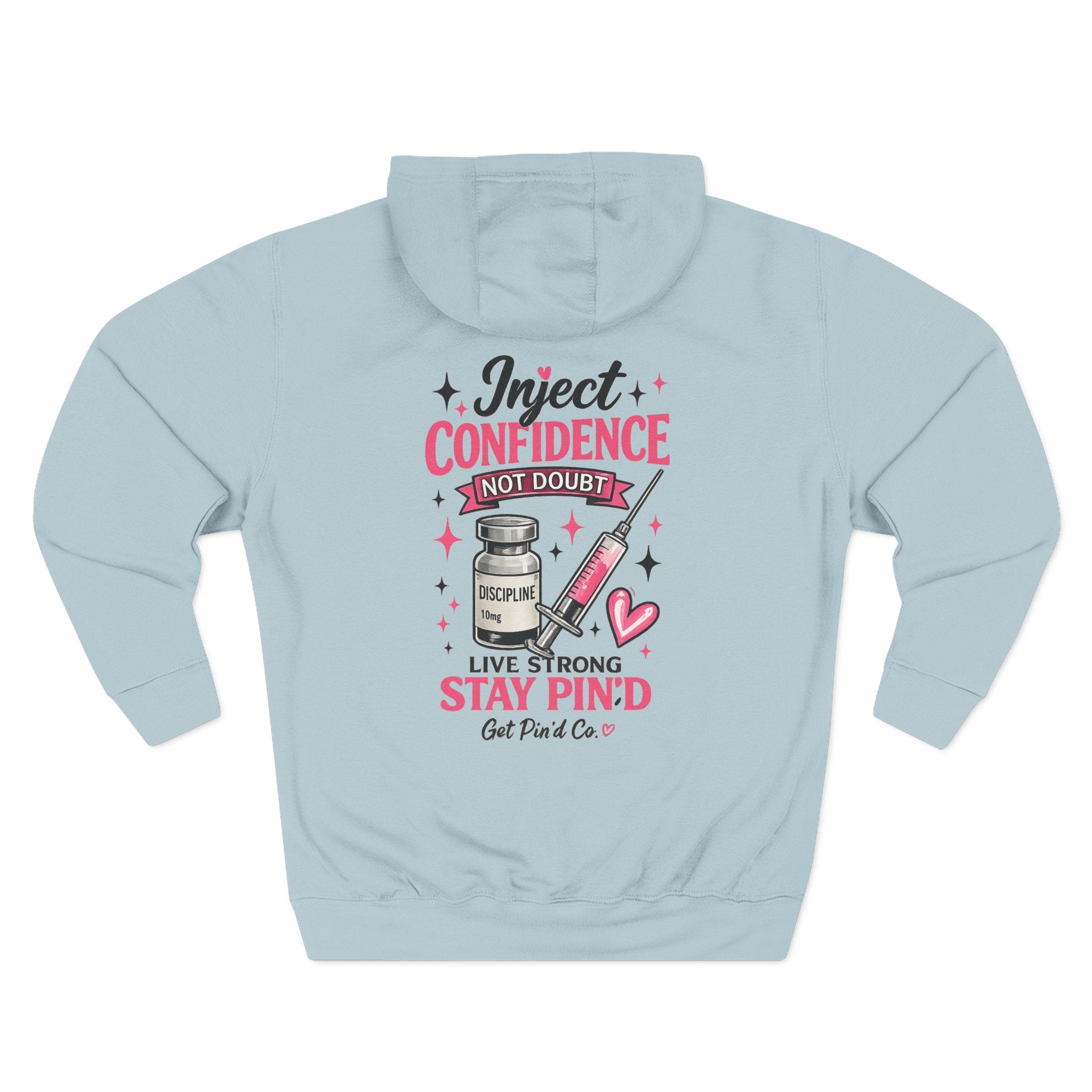 Inject Confidence Hoodie | Peptide Inspired Graphic Hoodie | Women's Heavy Blend Hoodie | Get Pin'd Co.