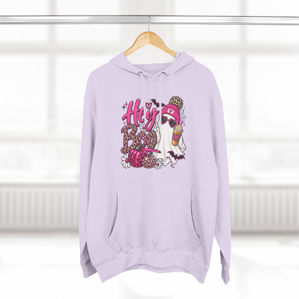Hey Boo Ghost Hoodie — Cute Spooky Halloween Fleece Pullover