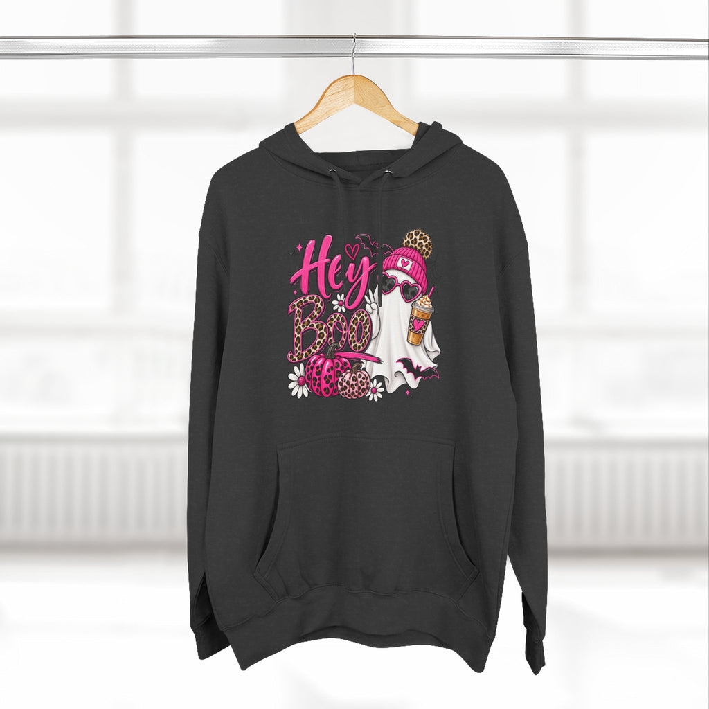 Hey Boo Ghost Hoodie — Cute Spooky Halloween Fleece Pullover