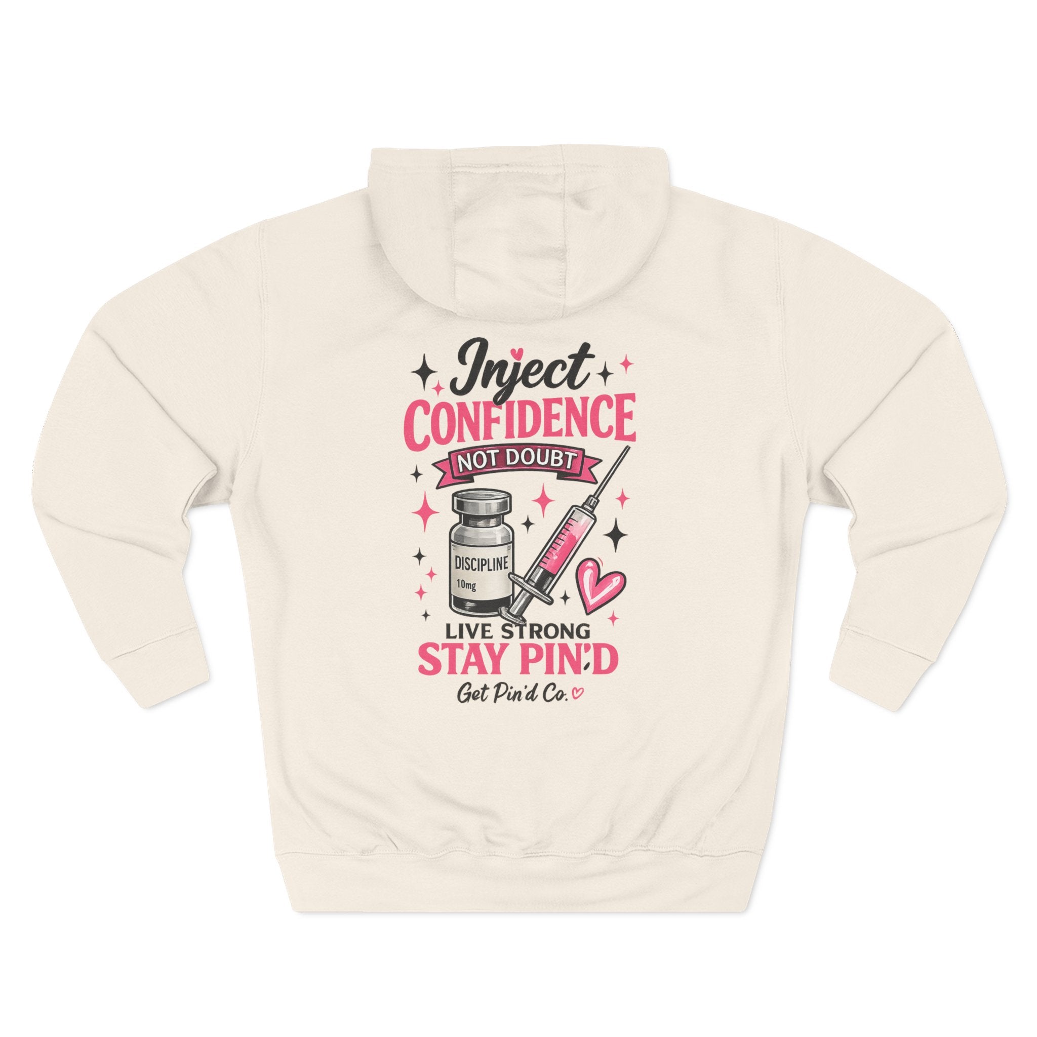 Inject Confidence Hoodie | Peptide Inspired Graphic Hoodie | Women's Heavy Blend Hoodie | Get Pin'd Co.