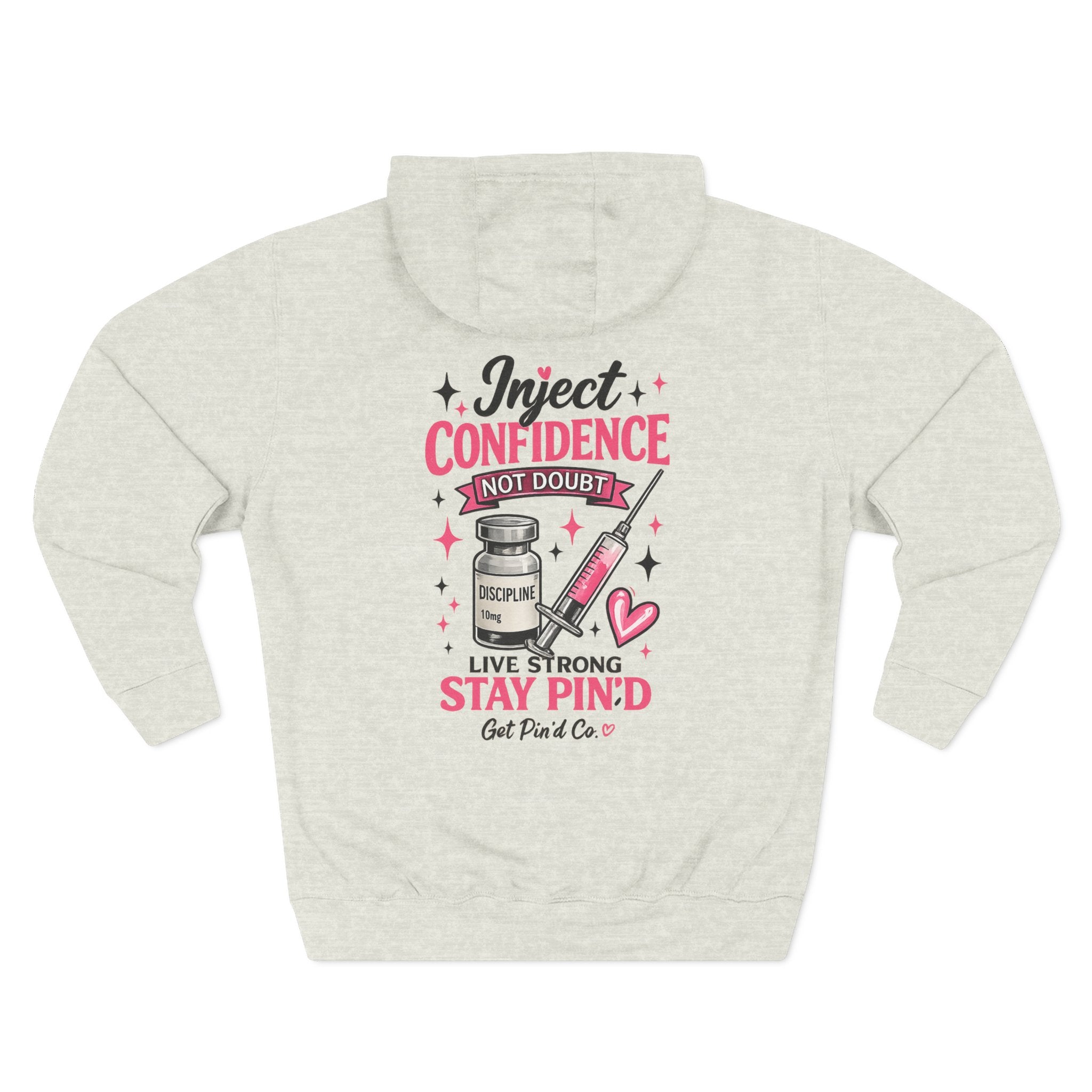 Inject Confidence Hoodie | Peptide Inspired Graphic Hoodie | Women's Heavy Blend Hoodie | Get Pin'd Co.