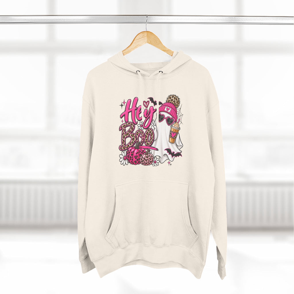 Hey Boo Ghost Hoodie — Cute Spooky Halloween Fleece Pullover