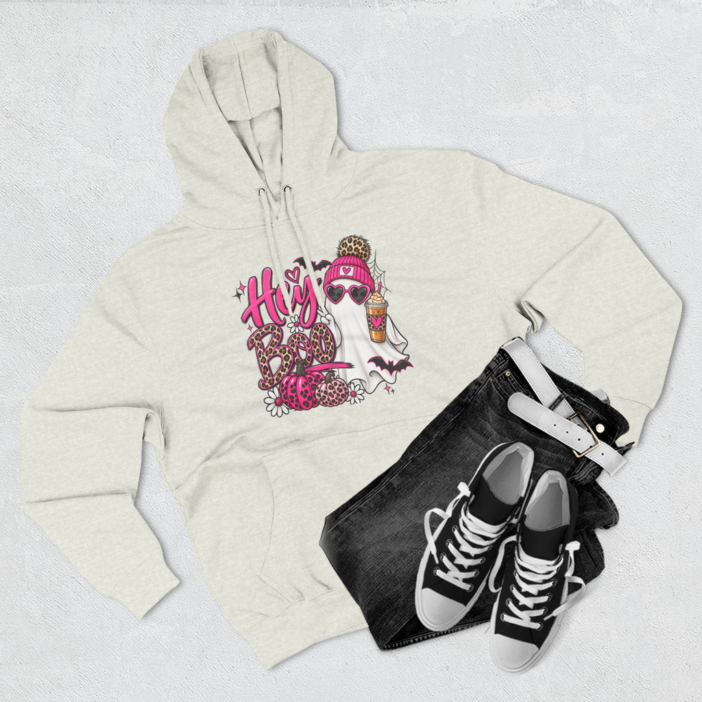 Hey Boo Ghost Hoodie — Cute Spooky Halloween Fleece Pullover