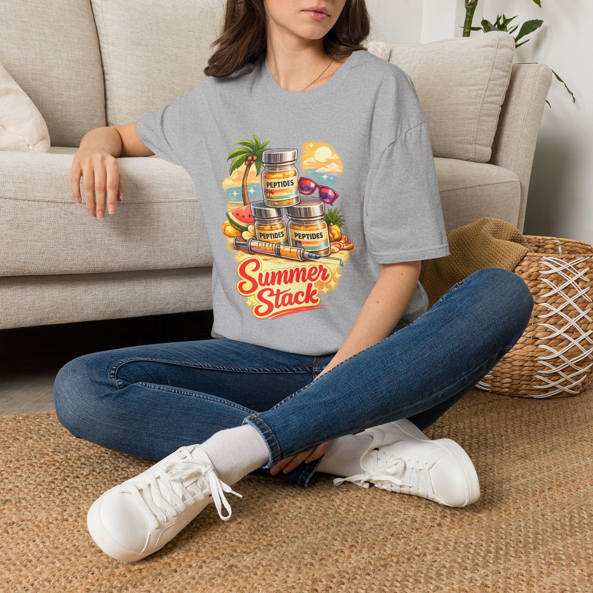 Summer Stack Graphic Tee | Funny Peptide Summer Shirt for Women