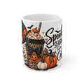 Spooky Season Pumpkin Latte Mug — Halloween Leopard Coffee Cup