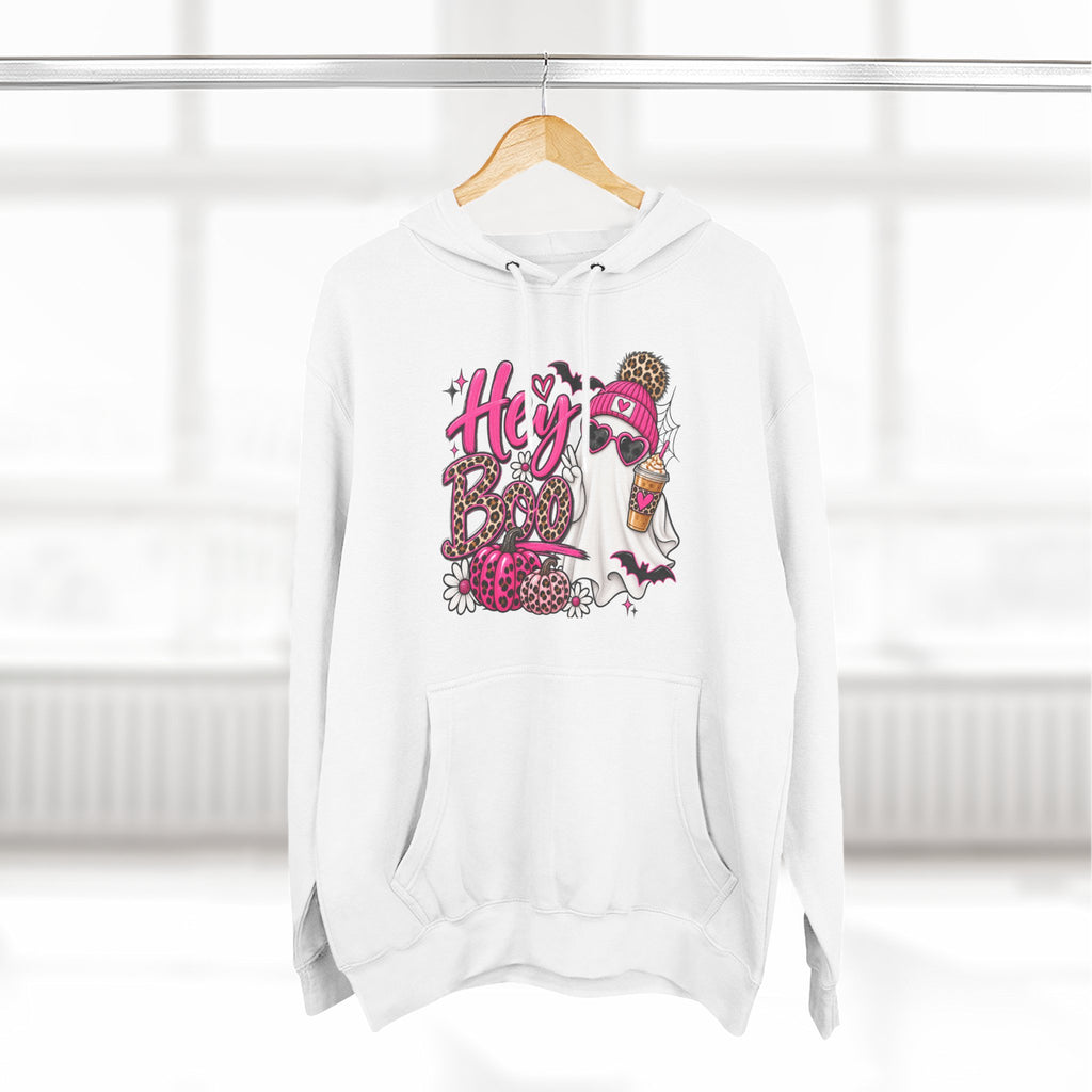 Hey Boo Ghost Hoodie — Cute Spooky Halloween Fleece Pullover