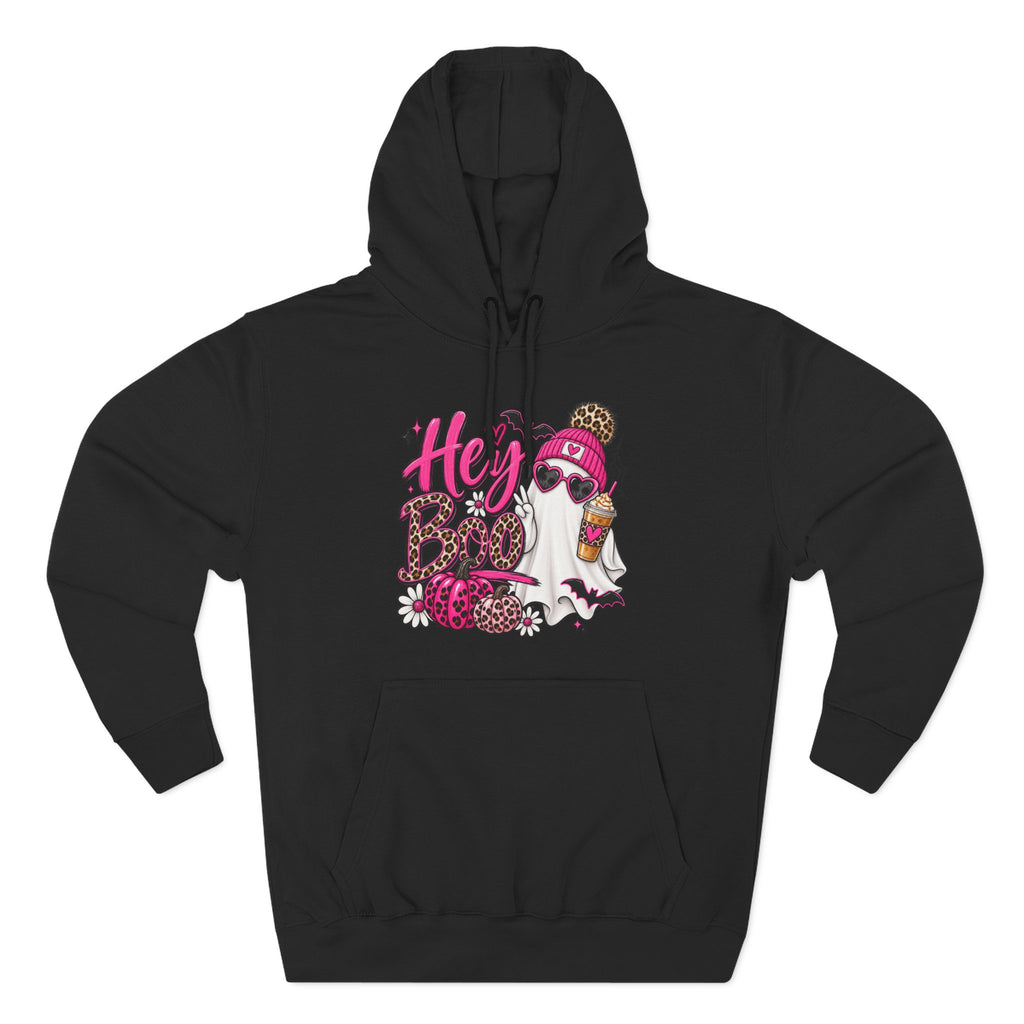 Hey Boo Ghost Hoodie — Cute Spooky Halloween Fleece Pullover
