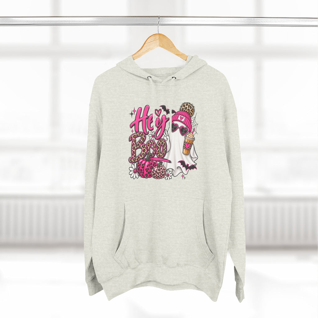 Hey Boo Ghost Hoodie — Cute Spooky Halloween Fleece Pullover