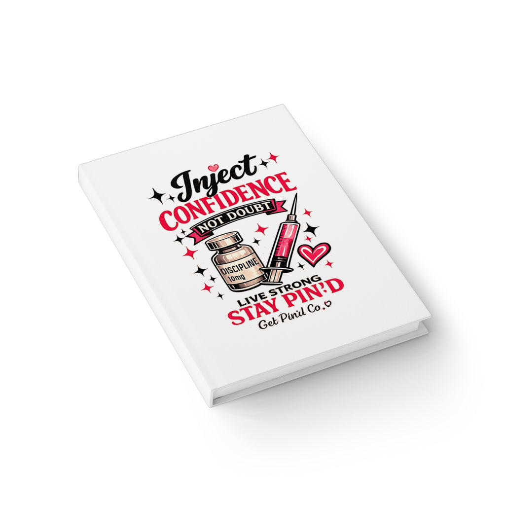 Inject Confidence Hardcover Journal | Wellness Motivation Notebook | Goal Planner | Get Pin'd Co.
