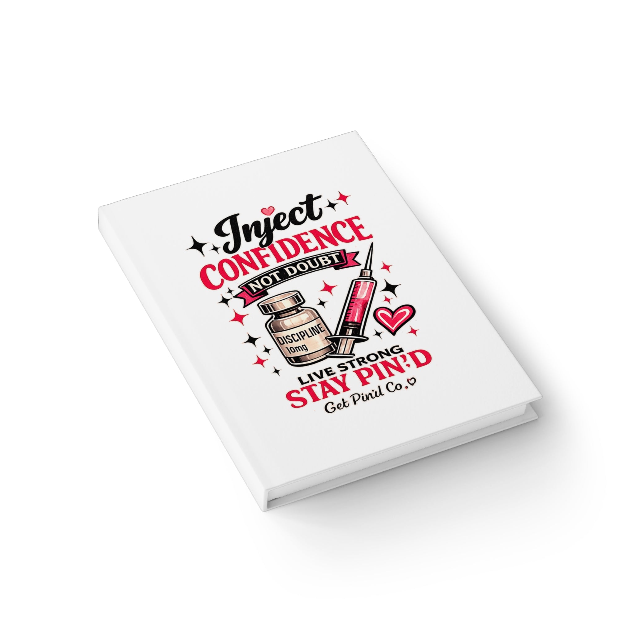 Inject Confidence Hardcover Journal | Wellness Motivation Notebook | Goal Planner | Get Pin'd Co.
