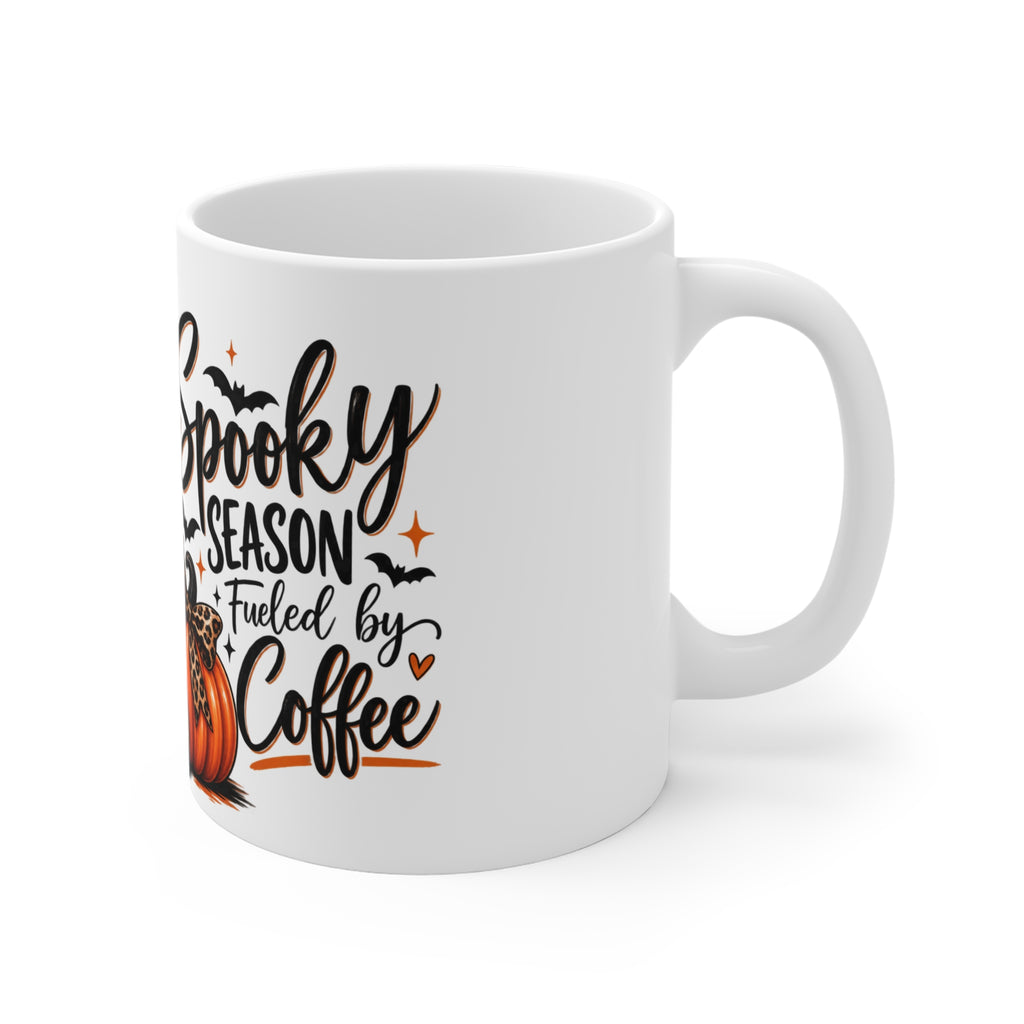 Spooky Season Pumpkin Latte Mug — Halloween Leopard Coffee Cup