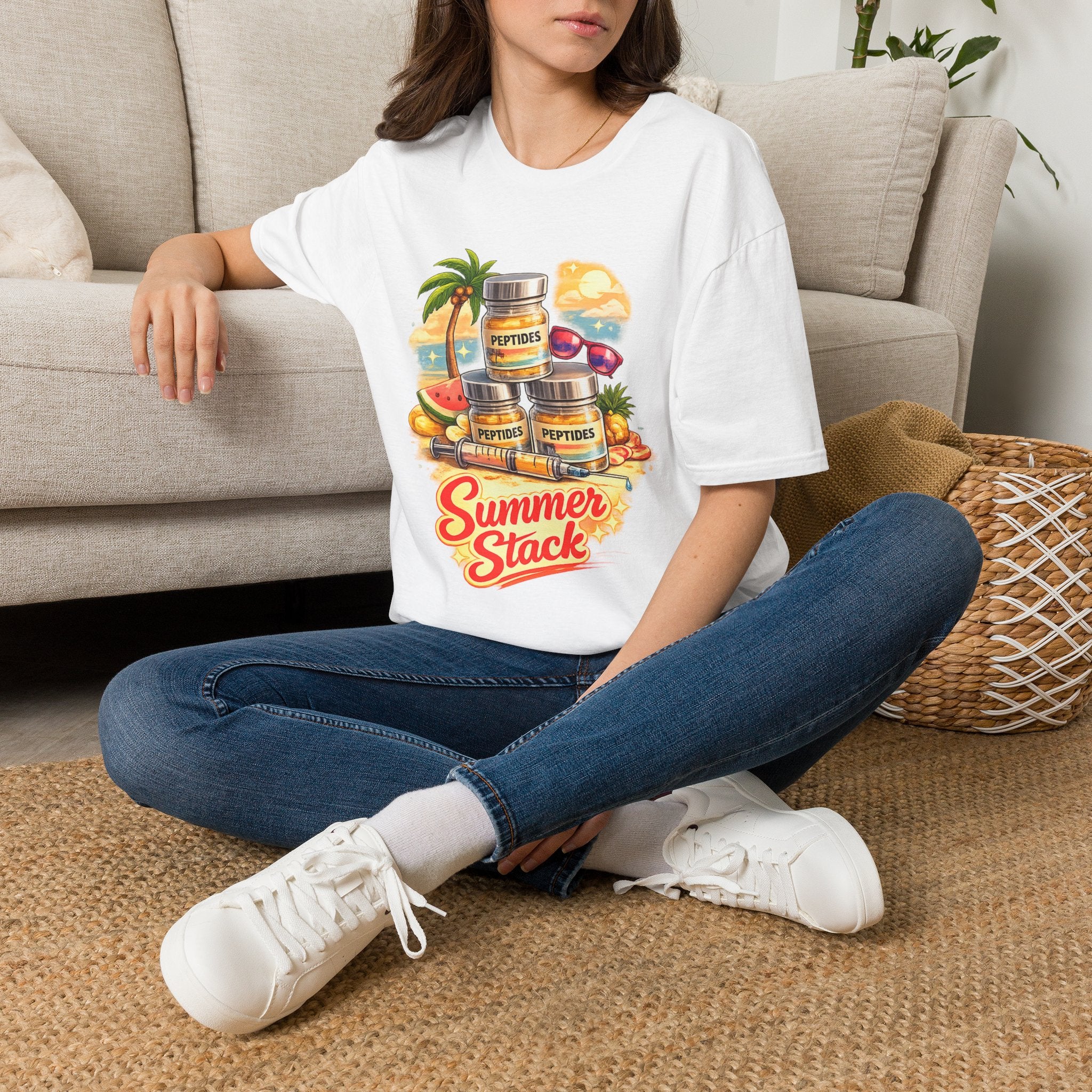 Summer Stack Graphic Tee | Funny Peptide Summer Shirt for Women