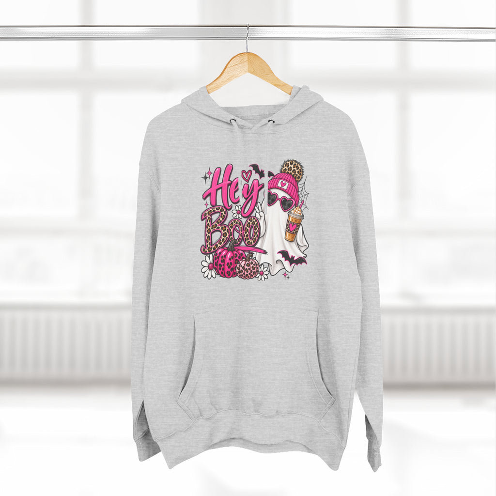 Hey Boo Ghost Hoodie — Cute Spooky Halloween Fleece Pullover