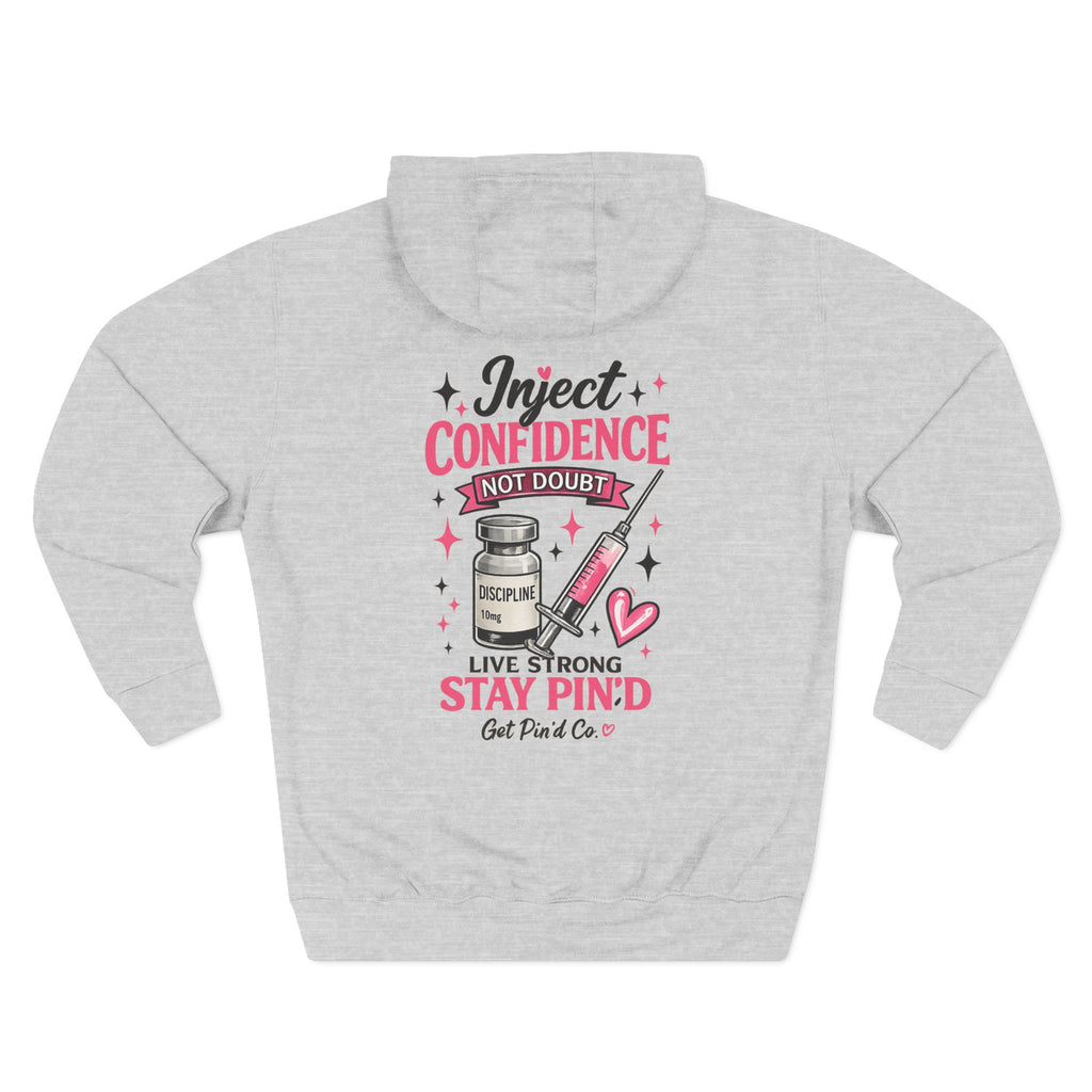 Inject Confidence Hoodie | Peptide Inspired Graphic Hoodie | Women's Heavy Blend Hoodie | Get Pin'd Co.