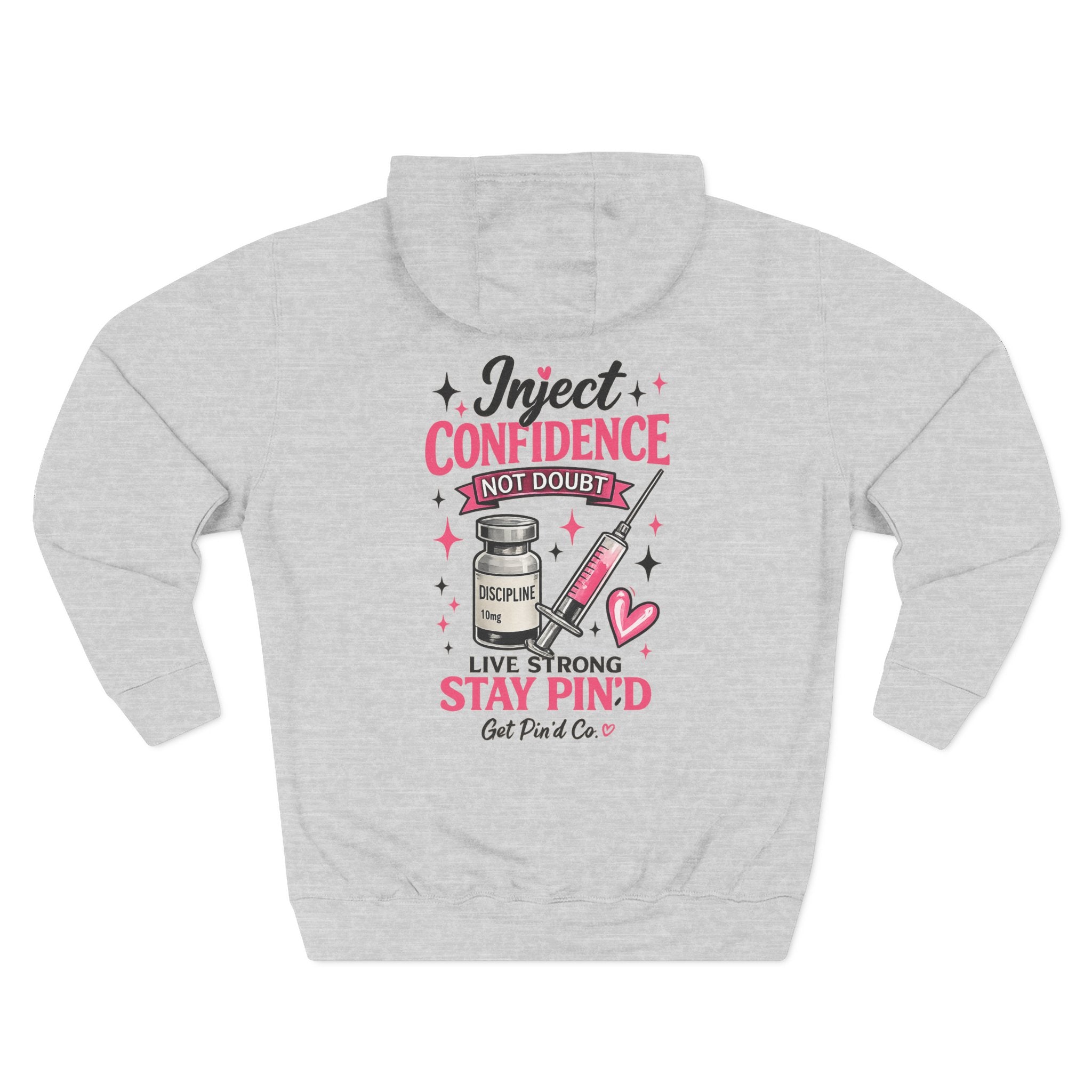 Inject Confidence Hoodie | Peptide Inspired Graphic Hoodie | Women's Heavy Blend Hoodie | Get Pin'd Co.