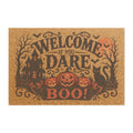 Halloween Doormat - "Welcome If You Dare, Boo!" Spooky Pumpkin & Black Cat Entry Mat